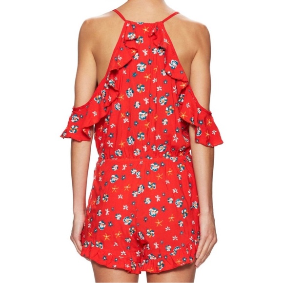 Winston White Romio Embroidered Ruffle Floral Ditsy Red Romper - Picture 2 of 3